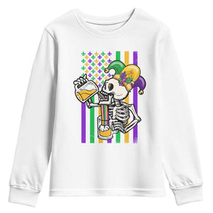 Mardi Gras Beer Lover American Flag Fat Tuesday Parade Youth Sweatshirt TS09 White Print Your Wear