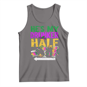 Mardi Gras Couple Matching Tank Top He's My Drunker Half TS09 Deep Heather Print Your Wear