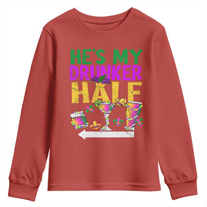 Mardi Gras Couple Matching Youth Sweatshirt He's My Drunker Half TS09 Red Print Your Wear