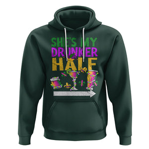 Mardi Gras Hoodie She's My Drunker Half Matching Couple TS09 Dark Forest Green Printyourwear