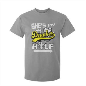Mardi Gras T Shirt For Kid She's My Drunker Half Matching Couple TS09 Sport Gray Print Your Wear