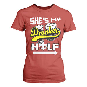 Mardi Gras T Shirt For Women She's My Drunker Half Matching Couple TS09 Red Print Your Wear