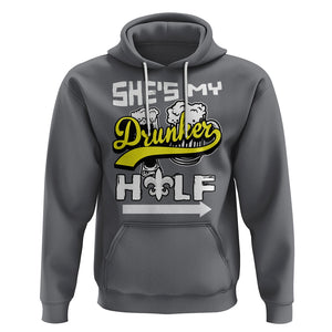 Mardi Gras Hoodie She's My Drunker Half Matching Couple TS09 Charcoal Printyourwear