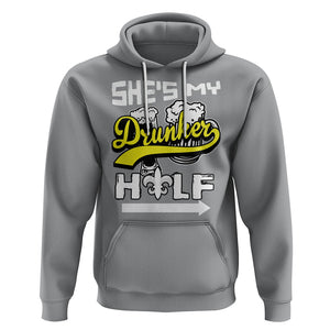 Mardi Gras Hoodie She's My Drunker Half Matching Couple TS09 Sport Gray Printyourwear