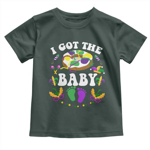 Mardi Gras Toddler T Shirt I Got The Baby Funny Pregnancy Announcement TS09 Dark Forest Green Print Your Wear