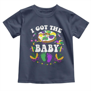 Mardi Gras Toddler T Shirt I Got The Baby Funny Pregnancy Announcement TS09 Navy Print Your Wear