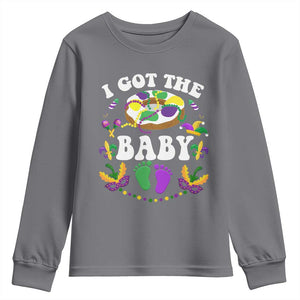 Mardi Gras Youth Sweatshirt I Got The Baby Funny Pregnancy Announcement TS09 Charcoal Print Your Wear