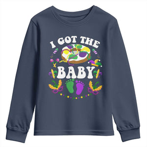 Mardi Gras Youth Sweatshirt I Got The Baby Funny Pregnancy Announcement TS09 Navy Print Your Wear