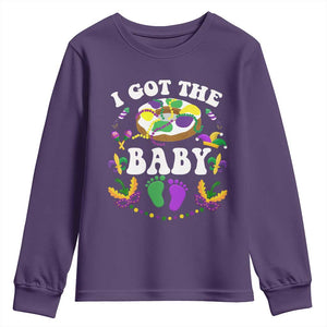 Mardi Gras Youth Sweatshirt I Got The Baby Funny Pregnancy Announcement TS09 Purple Print Your Wear