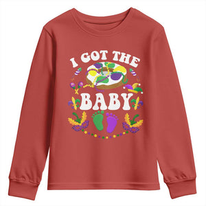 Mardi Gras Youth Sweatshirt I Got The Baby Funny Pregnancy Announcement TS09 Red Print Your Wear