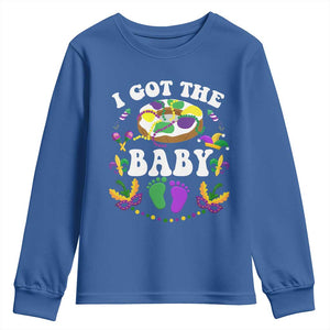 Mardi Gras Youth Sweatshirt I Got The Baby Funny Pregnancy Announcement TS09 Royal Blue Print Your Wear
