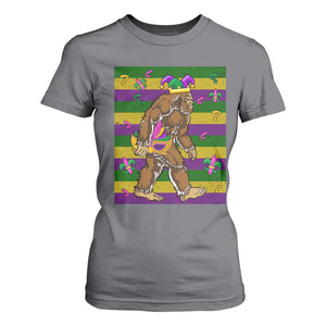 Mardi Gras Bigfoot Sasquatch Funny Fat Tuesday Parade T Shirt For Women TS09 Charcoal Print Your Wear