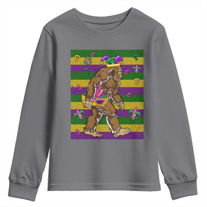 Mardi Gras Bigfoot Sasquatch Funny Fat Tuesday Parade Youth Sweatshirt TS09 Charcoal Print Your Wear