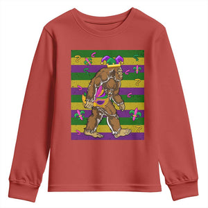 Mardi Gras Bigfoot Sasquatch Funny Fat Tuesday Parade Youth Sweatshirt TS09 Red Print Your Wear