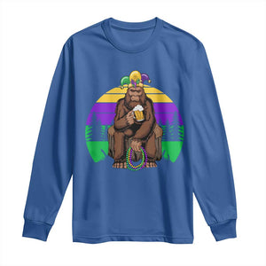 Mardi Gras Bigfoot Sasquatch Funny Beer Lover Long Sleeve Shirt TS09 Royal Blue Print Your Wear