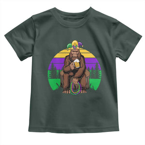 Mardi Gras Bigfoot Sasquatch Funny Beer Lover Toddler T Shirt TS09 Dark Forest Green Print Your Wear