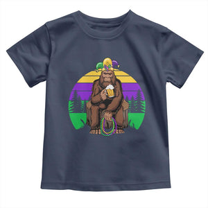 Mardi Gras Bigfoot Sasquatch Funny Beer Lover Toddler T Shirt TS09 Navy Print Your Wear
