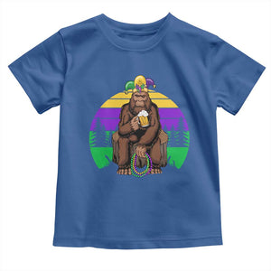 Mardi Gras Bigfoot Sasquatch Funny Beer Lover Toddler T Shirt TS09 Royal Blue Print Your Wear
