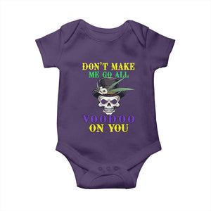 Mardi Gras Baby Onesie Don't Make Me Go All Voodoo On You Skull TS09 Purple Print Your Wear