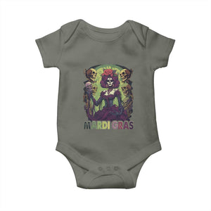 Mardi Gras Baby Onesie Voodoo Queen Skeleton Witch Creepy Skull TS09 Military Green Print Your Wear