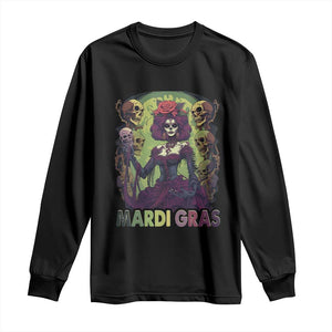 Mardi Gras Long Sleeve Shirt Voodoo Queen Skeleton Witch Creepy Skull TS09 Black Print Your Wear