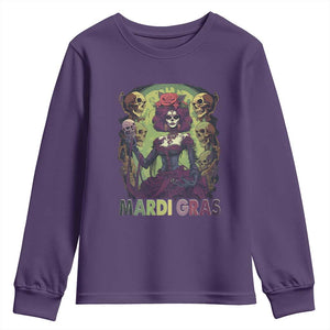 Mardi Gras Youth Sweatshirt Voodoo Queen Skeleton Witch Creepy Skull TS09 Purple Print Your Wear