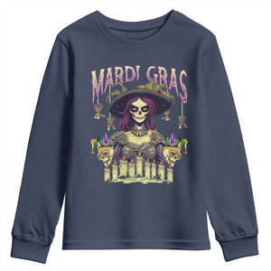 Mardi Gras Youth Sweatshirt Voodoo Queen Creepy Doll TS09 Navy Print Your Wear