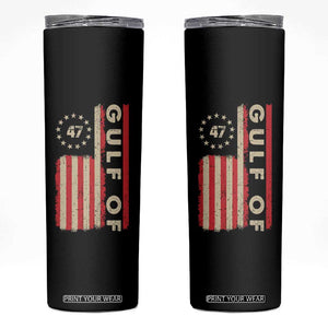 Gulf Of America Skinny Tumbler American Flag Trump 47 2025 TS09 Black Print Your Wear
