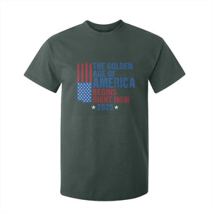 Trump 2025 T Shirt For Kid The Golden Age Of America Begins Right Now TS09 Dark Forest Green Print Your Wear