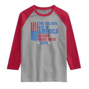 Trump 2025 Raglan Shirt The Golden Age Of America Begins Right Now TS09 Sport Gray Red Print Your Wear