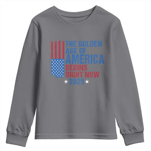 Trump 2025 Youth Sweatshirt The Golden Age Of America Begins Right Now TS09 Charcoal Print Your Wear