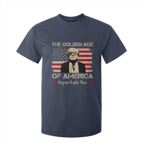 Trump 47 T Shirt For Kid The Golden Age Of America Begins Right Now 2025 TS09 Navy Print Your Wear