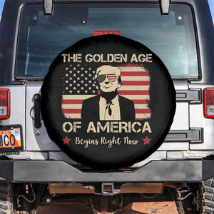 Trump 47 Spare Tire Cover The Golden Age Of America Begins Right Now 2025 TS09 No hole Black Print Your Wear