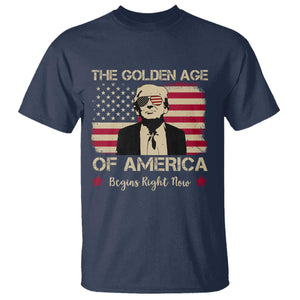 Trump 47 T Shirt The Golden Age Of America Begins Right Now 2025 TS09 Navy Print Your Wear