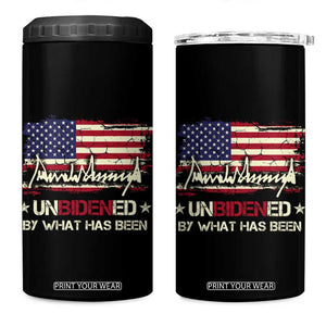 Trump 2025 4 in 1 Can Cooler Tumbler Pun Unbidened By What Has Been American Flag TS09 One Size: 16 oz Black Print Your Wear
