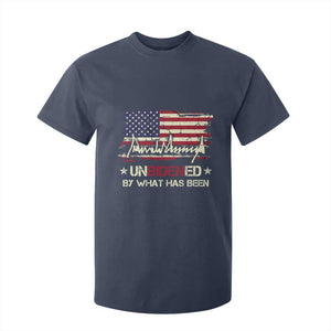Trump 2025 T Shirt For Kid Pun Unbidened By What Has Been American Flag TS09 Navy Print Your Wear