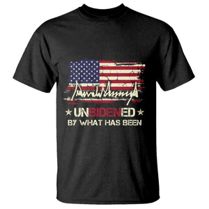 Trump 2025 T Shirt Pun Unbidened By What Has Been American Flag TS09 Black Print Your Wear
