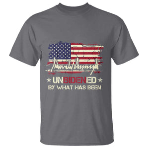 Trump 2025 T Shirt Pun Unbidened By What Has Been American Flag TS09 Charcoal Print Your Wear