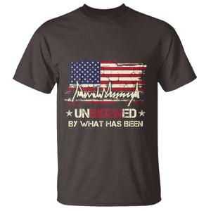 Trump 2025 T Shirt Pun Unbidened By What Has Been American Flag TS09 Dark Chocolate Print Your Wear