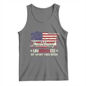 Trump 2025 Tank Top Pun Unbidened By What Has Been American Flag TS09 Black Heather Print Your Wear