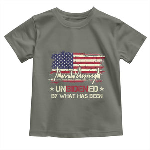 Trump 2025 Toddler T Shirt Pun Unbidened By What Has Been American Flag TS09 Military Green Print Your Wear
