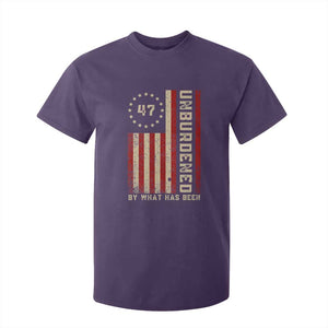 Trump 2025 T Shirt For Kid Unburdened By What Has Been American Flag TS09 Purple Print Your Wear