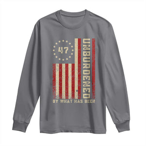 Trump 2025 Long Sleeve Shirt Unburdened By What Has Been American Flag TS09 Charcoal Print Your Wear