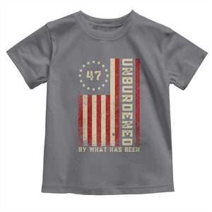 Trump 2025 Toddler T Shirt Unburdened By What Has Been American Flag TS09 Charcoal Print Your Wear