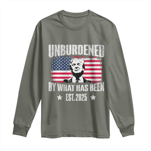 Trump 47 Long Sleeve Shirt Unburdened By What Has Been Est 2025 TS09 Military Green Print Your Wear