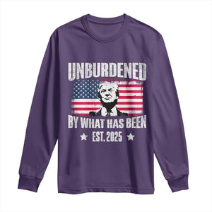 Trump 47 Long Sleeve Shirt Unburdened By What Has Been Est 2025 TS09 Purple Print Your Wear