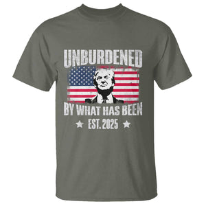 Trump 47 T Shirt Unburdened By What Has Been Est 2025 TS09 Military Green Print Your Wear
