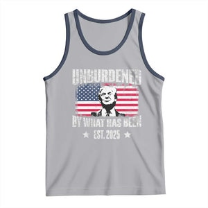 Trump 47 Tank Top Unburdened By What Has Been Est 2025 TS09 Athletic Heather Navy Print Your Wear