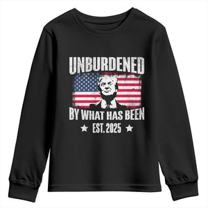 Trump 47 Youth Sweatshirt Unburdened By What Has Been Est 2025 TS09 Black Print Your Wear