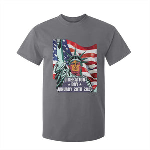 Trump Liberation Day T Shirt For Kid Statue Of Liberty January 20th 2025 TS09 Charcoal Print Your Wear